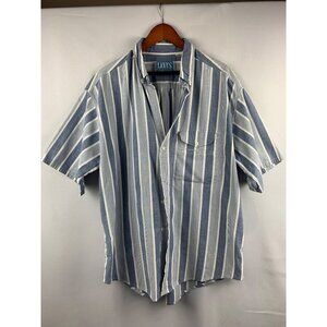 Levis San Francisco Mens XL Blue & White Striped Button-Up Shirt